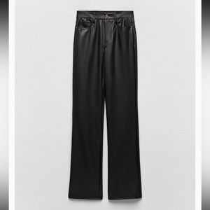 NWT Zara straight leg mid rise faux leather pants
